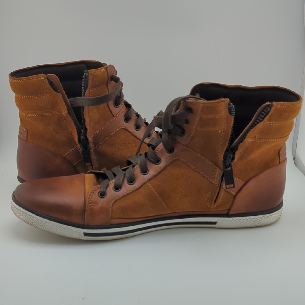 Kenneth Cole Men's Two-Tone Tan Leather & Suede High-Top Boots